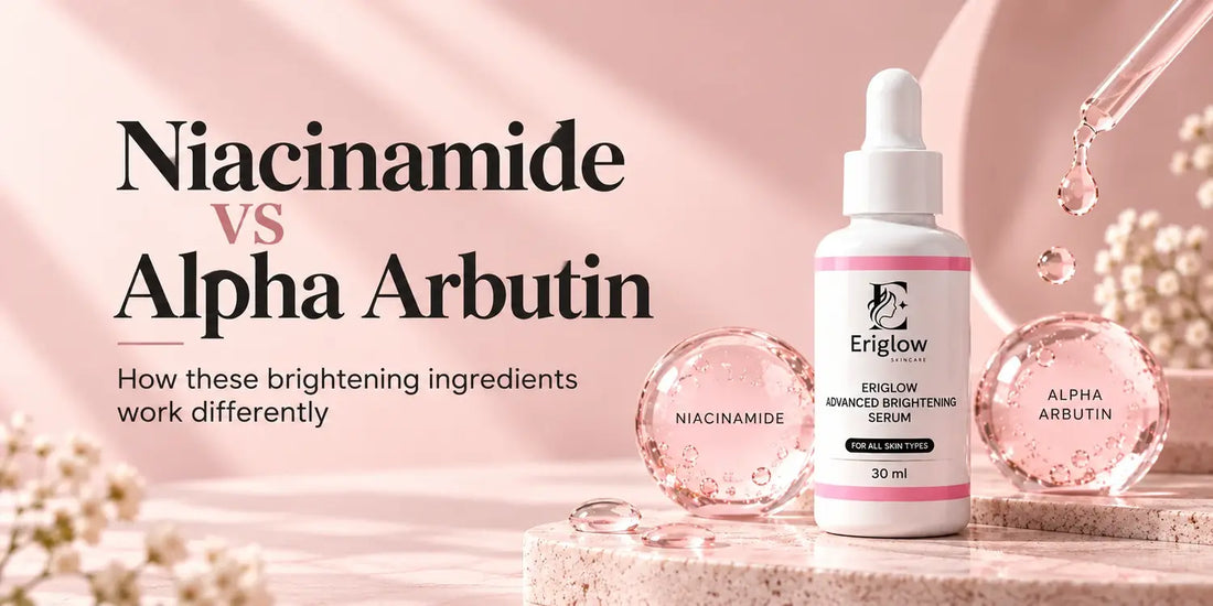 Niacinamide vs alpha arbutin: discover how they work differently to reduce the appearance of dark spots and uneven skin tone, plus usage tips and sunscreen advice.