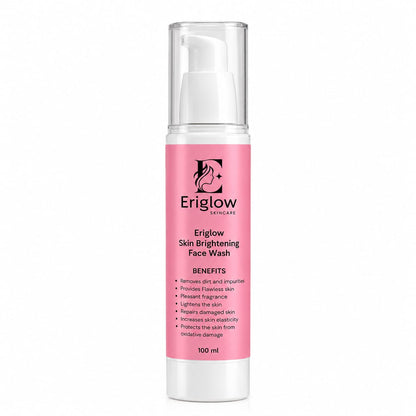 Eriglow Skin Brightening Face Wash 100 ml pump bottle with pink label on a white background
